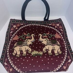 Elegant Maroon Elephant Design Women's Bag